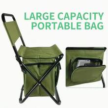 1pc Portable Folding Fishing Chair With Cooler Bag - Lightweight Outdoor Stool, Compact Foldable Design, Suitable For Fishing, Hunting, Beach, Camping, With Portability And Beverage Storage Function - Multicolor - View 8