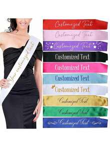 1pc Customized Text Satin Belt, Personalized Slogan Waist Belt, Customizable Birthday Belt, Customizable Single Party Belt, Ideal Gift For Him/Her, Suitable For Graduation Gift - Multicolor - View 2