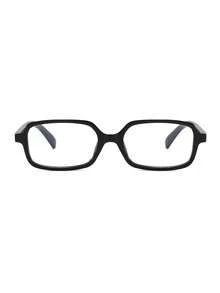 1 Pair Men's Black Rectangular PC Frame Personalized Small Frame Everyday Wear, Workplace, Office, Retro Literary Non-Prescription Glasses - Glossy Black - View 4