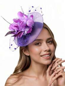 1件女士复古20、30、50年代风格头饰，配有蝴蝶结、花朵和面纱，适合婚礼、下午茶派对等场合。 - 彩色 - 查看 14