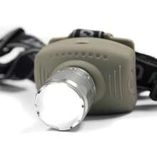 Linterna Frontal LED XPE, 150 Lúmenes, Zoom Ajustable, Impermeable, Funciona con Pilas AAA(No Incluidas), para Acampada, Pesca Nocturna y Deportes al Aire Libre - Verde Oliva - Ver 3