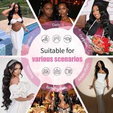 MENALUE Body Wave Bundles Human Hair 16A Brazilian Virgin Hair Bundles 18 20 22 Inch Thick Weave Natural Black Free Human Hair Extensions - Natural Black - 查看 11