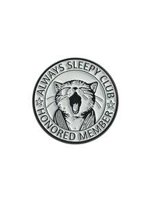 1枚讽刺幽默瞌睡主题徽章，复古打哈欠猫咪设计，“永远瞌睡俱乐部”标语徽章，适合年轻人作为日常配饰和减压用品。 - 淺灰色 - 查看 9