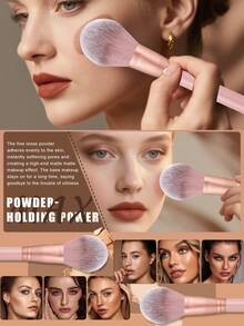 开斋节26件套完整化妆刷套装，包含7支柔软的化妆刷，例如散粉刷、腮红刷、轮廓刷、高光刷、鼻影刷、眼影刷和眉刷，以及4个三角海绵、4个液体美妆蛋、8个指套海绵、2个迷你美妆蛋和1个刷子清洁碗，适合初学者、专业化妆师和新手练习使用。 - 粉色 - 查看 8