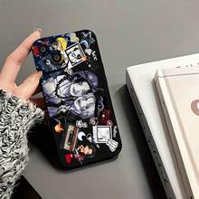Retrato de Ace y Sabo con decoraciones animadas y música. Esta elegante funda es compatible con los modelos  17, 16, 15, 14 Pro Max, 13, 12, 11, XR y XS Plus. Fabricada en TPU flexible, resistente a golpes y arañazos, ofrece una excelente protección contra caídas y un agarre cómodo. Es un regalo ideal para familiares, amigos y seres queridos, y una opción perfecta para festivales. - Negro - Ver 6