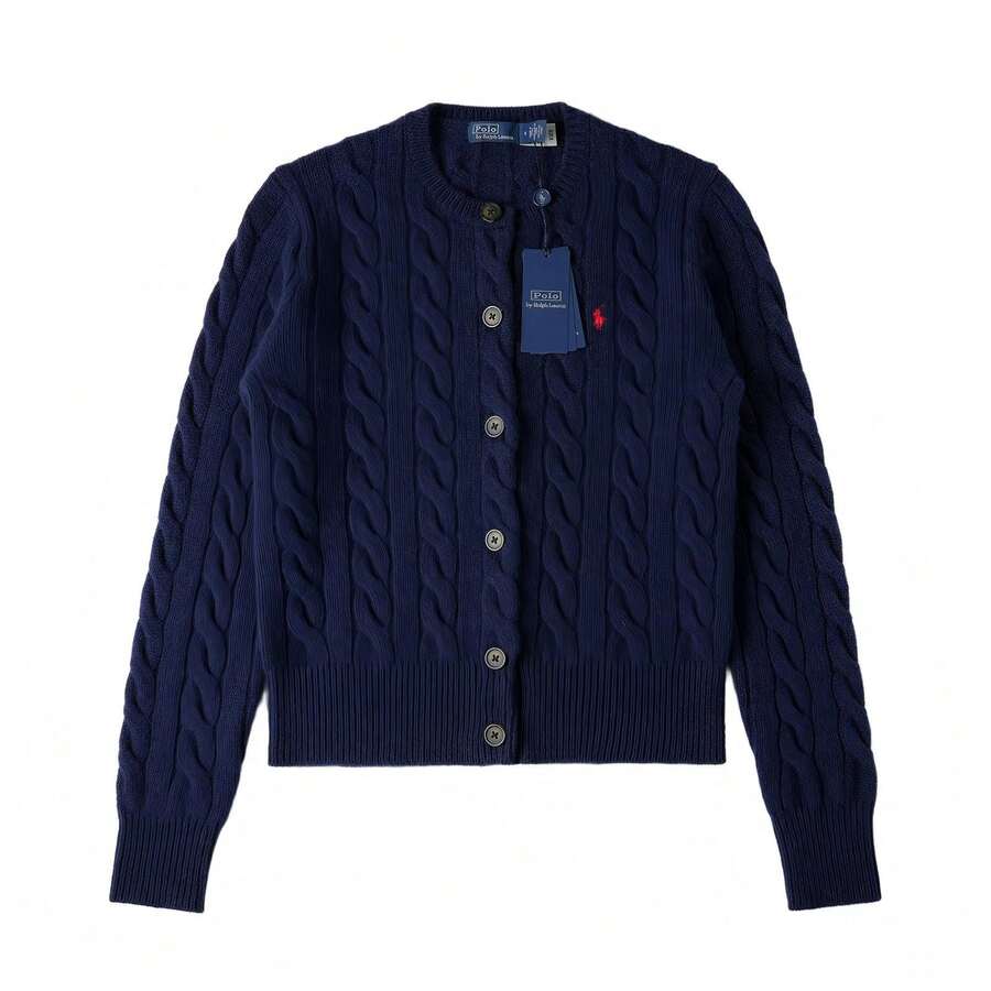 Polo Ralph Lauren Classic Embroidered Wool Cardigan ,Women's Knitwear - Navy Blue - View 1