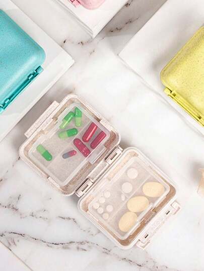 Mini 6-Grid Portable Medicine Box, Medicine Storage Box, Travel Pill Case, Printed With "My Medicine Bag" And Pills Patterns 6-Grid Small Medicine Box, Pill Packaging Sealed Storage Box, 6-Day Weekly Storage Box, First Travel Pill Storage Box, Daily Vitamin Pill Box, Pocket Medicine Box Storage Box, Charm Storage Box,Essential For Families, Essential For Travel