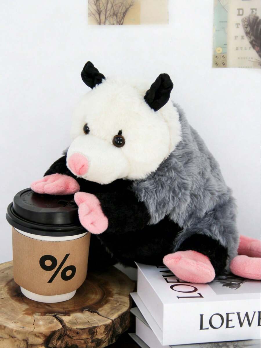 20厘米/7.87英寸可爱毛绒负鼠玩偶，柔软舒适，适合儿童、成人、动物爱好者，是圣诞节、万圣节、生日、周年纪念日、儿童节、新年礼物、圣诞袜填充物的理想之选。 - 灰色 - 查看 1