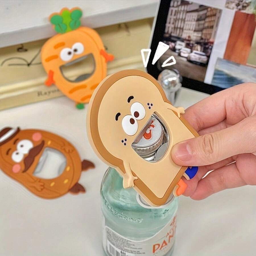 可爱卡通创意开瓶器,家用啤酒瓶开瓶器和瓶盖开瓶器,适用于各种节日、户外和居家使用,开瓶器派对礼品圣诞礼物,西瓜菠萝厨房小工具开瓶器 - 彩色 - 查看 1