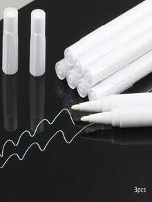 3pcs/Set White Liquid Chalk Markers, Suitable For Blackboard, LED Writing Board, Stickers & Labels, Erasable, Back To School Essential - White - View 2