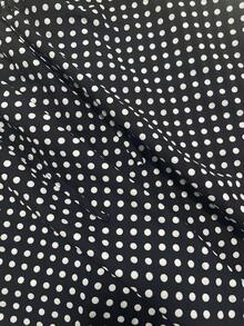 女士波点抽绳腰带休闲百搭阔腿裤，适合日常穿着 - 黑與白 - 查看 7