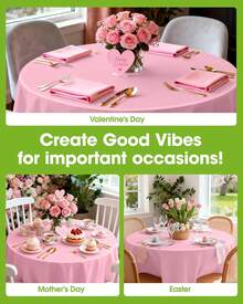 4/8/12 84 Inch Round Disposable Tablecloths, Thickened Waterproof PEVA Plastic Table Covers For Party, Wedding, Banquet & Daily Use - 粉色 - 查看 3