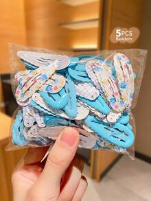 5pcs Cute Floral Print Hair Clips For Women, Fashionable And Sweet Hair Accessories, Suitable As Gift For Girls To Tidy Bangs - Multicolor - View 9