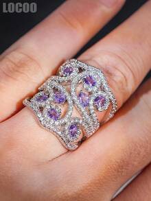 1pc Exquisite Cubic Zirconia Ring, Suitable For Women, Can Be Used As Wedding, Valentine's Day Gift, Jewelry, Gift For Mom, Mother, Mother's Day - 1# - View 7