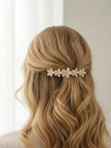 1pc Korean Oversized Bow Hairclip With Rhinestone & Cat Eye Stone, Crystal Hair Claw Clip, Claw Clips, Hair Slide, Hair Barrettes, Head Accessories, Hair Accessories For Women - Gold - View 8