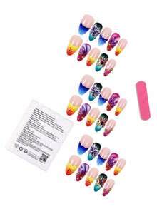 30pcs 3D Butterfly Nail Stickers, Blue & Pink Ombre Color, Nail Art Supplies Suitable For Everyday Wear, Spring/Summer Nails - Multicolor - View 3