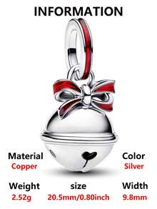 1pc Fashionable & Charming Valentine's Day Limited Edition Series Snowflake, Angel, Wreath, Bell Bead Pendant Versatile DIY Bracelet Necklace Gift For Lover - Multicolor - View 14