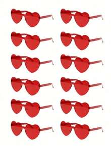 1pcs Heart Shaped Party Glasses, Colorful Candy Heart Rimless Glasses, Festival Accessories, Unisex Heart Photo Booth Glasses, Mother's Day, Graduation, Party, Valentine's Day, Wedding - Hồng - Xem 1
