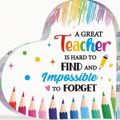 1个心形亚克力毕业礼物，送给老师的礼物，适合办公桌装饰，感谢礼物