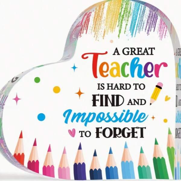 1个心形亚克力毕业礼物，送给老师的礼物，适合办公桌装饰，感谢礼物