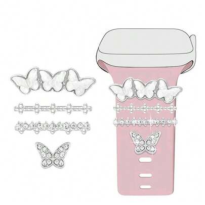 5/4pcs Zinc Alloy Five-Pointed Star & Palm Heart Watch Band Decorations Suitable For Apple Watch 38/40/41/42/44/45mm