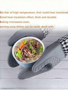 1pc Heat Resistant Silicone Oven Mitt, Suitable For Microwave, Baking, Kitchen, Home Use - Multicolor - View 5