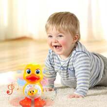 Interactive Dance Duck Toy Music, Dynamic Lights & Blinking Effects, Educational Cartoon Animal Toy, Suitable For 2+ Years Old, Durable Plastic, Perfect Gift For Halloween & Christmas, Interactive Playtime, Educational Toy,Duck Toy,Baby Boy Toys - 黃色 - 查看 9