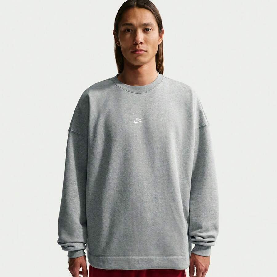 Nike Men's AS M NK CLUB FT OS CREW Knit Crewneck Sweatshirt IF0748-063 - Grey - View 1