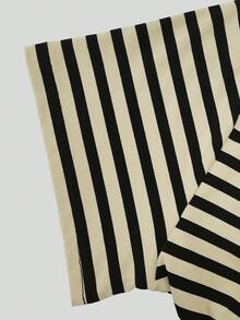 Buzzelle 女士休闲宽松条纹不对称肩短袖T恤，夏季 - 黃黑條紋 - 查看 7