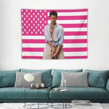 1PC Singer Bad Music Bunny Printed American Flag Decorative Tapestry, Patriotic Star Spangled Banner Design, Album Tapestry, Suitable For Horizontal Wall Hanging In Bedrooms, Dormitories, And Living Rooms, Easy To Hang, Perfect Valentine's Day Gift - 1PC - Xem 3