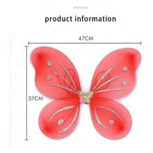 Kit Of 3 Butterfly Wing Fairy Costume With Wand And Tiara - Red - View 4