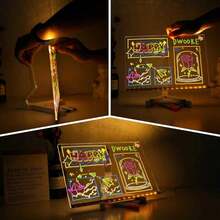 Valentine's Day LED Illuminated Message Board - Includes 7 Color Markers, USB Powered Acrylic Dry Erase Board, Creative Glow-In-The-Dark Gift And Romantic Decor - Multicolor - View 7