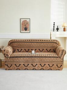 1 Peça Capa de Sofá Prova de Animais de Pelúcia Macia Catiônica, Capa de Sofá de Jacquard de Pelúcia Bordada Boêmia Multicolorida Grossa, Adequada para Sofá de 1/2/3/4 Lugares, Outono/Inverno - Multicolorido - Visão 5