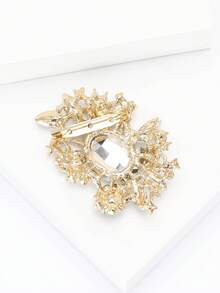 Broches de flor con diamante de imitación elegantes para mujeres, unisex, alfileres de cristal de lujo con cristales para banquetes, accesorios de ropa, insignias para reuniones con amigos, nuevos regalos - Dorado - Ver 6