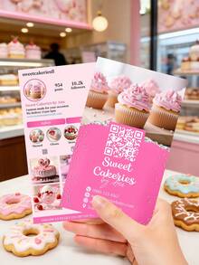 200pcs Customized Bakery Business Cards, Personalized With Photos And Text, Bakery Cards, QR Code Cards, Cake Shop Cards, Professional Pastry Shop Cards - A - View 3