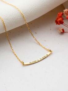 Colar personalizado com barra curva requintada (1 peça), colar com nome personalizado, colar com nome e coordenadas personalizáveis, colar para casal, colar minimalista, colar feminino, presente para o Dia dos Namorados, colar personalizado com data para o Dia das Mães, ideal para uso diário e presentes em datas comemorativas, presente personalizado para o Ramadã. - Multicolorido - Ver 12