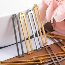 10pcs Stainless Steel Hollow Rectangle Frame Pendant, Suitable For DIY Earrings, Necklaces And Other Jewelry Making Accessories - Multicolor - View 6