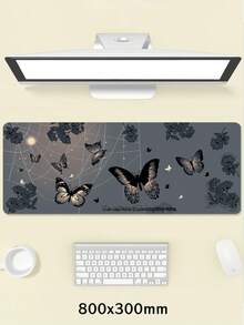 一体式深色蜘蛛网和蝴蝶图案PU皮革鼠标垫，2毫米厚，小型办公桌面垫，适合学生/游戏玩家/笔记本电脑用户，防水防滑，必备办公配件。 - 藍色 - 查看 13