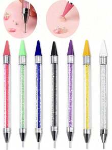 1pc Nail Art Dotting Pen/Replacement Wax Crayon Heads, With Wax Tip And Self-Adhesive Function, Double-Ended Design, Suitable For Picking Up And Removing Crystals, Rhinestones, Gems, Jewelry Stickers, Single Pack, Pink Dotting Pen Tool, Nail Art Pen Tip, Nail Decoration, Nail Art Supplies, Nail Art Tools, Back To School, Nail Art, Nail Art Tools, Suitable For Fake Nails - Nhiều màu - Xem 2