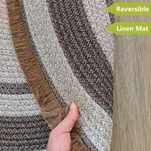 1pc Handwoven Linen Semicircle Rug, Semicircle Doormat, Non-Slip Bathroom Mat, Entryway Mat, Indoor Decor, Quick Dry & Washable, Suitable For Living Room, Entrance, Bathroom, Bedroom, Spring Home Decor 80/90/120cm - Multicolor - View 4