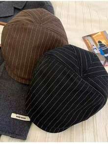 复古条纹报童帽，男女皆宜的英伦风贝雷帽，休闲百搭 - 彩色 - 查看 1