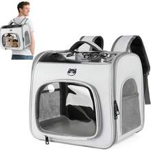 ALLSOPETS Sac à dos pliable pour chien et chat avec fenêtre respirante et crochet de , sac à dos de transport pour chien avec ouverture frontale pour les voyages, la randonnée et les promenades (Lavande) - Gris nuage - Voir 1