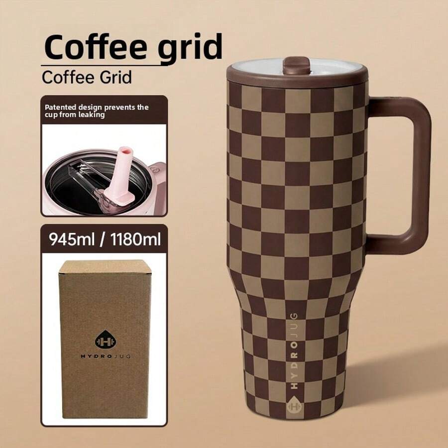 HYDROJUG32OZ&40OZ Straw Cup Large Capacity Car Insulated Cup Office Water Cup Men And Women High-Looking 2026 New Exclusive Style Coffee Plaid - 獨角獸 - 查看 1