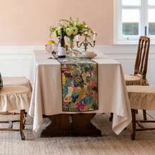 Rainforest Parrot Table Runner, Jacquard Cotton, Bohemian Decor - A - View 9