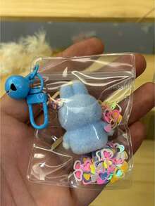1pc Limited Edition KEYCEO Bunny Doll Series PVC Teenage Puppet Hand Doll, Exquisite Sakura-Shaped Keychain And Transparent Protective Bag With Glitter Design, Portable, Suitable As New Year, Valentine's Day, Back To School, Thanksgiving, Christmas Limited Edition Gift, Party Favor, Home Decor, Bag Charm - Multicolor - View 11