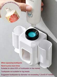 1pc Toothpaste Squeezer Tool - Holds 2 Toothbrushes & 1 Toothpaste, Automatic Toothpaste Dispenser, Toothbrush Holder, DIY Self-Adhesive, Glue Included - Multicolor - View 11
