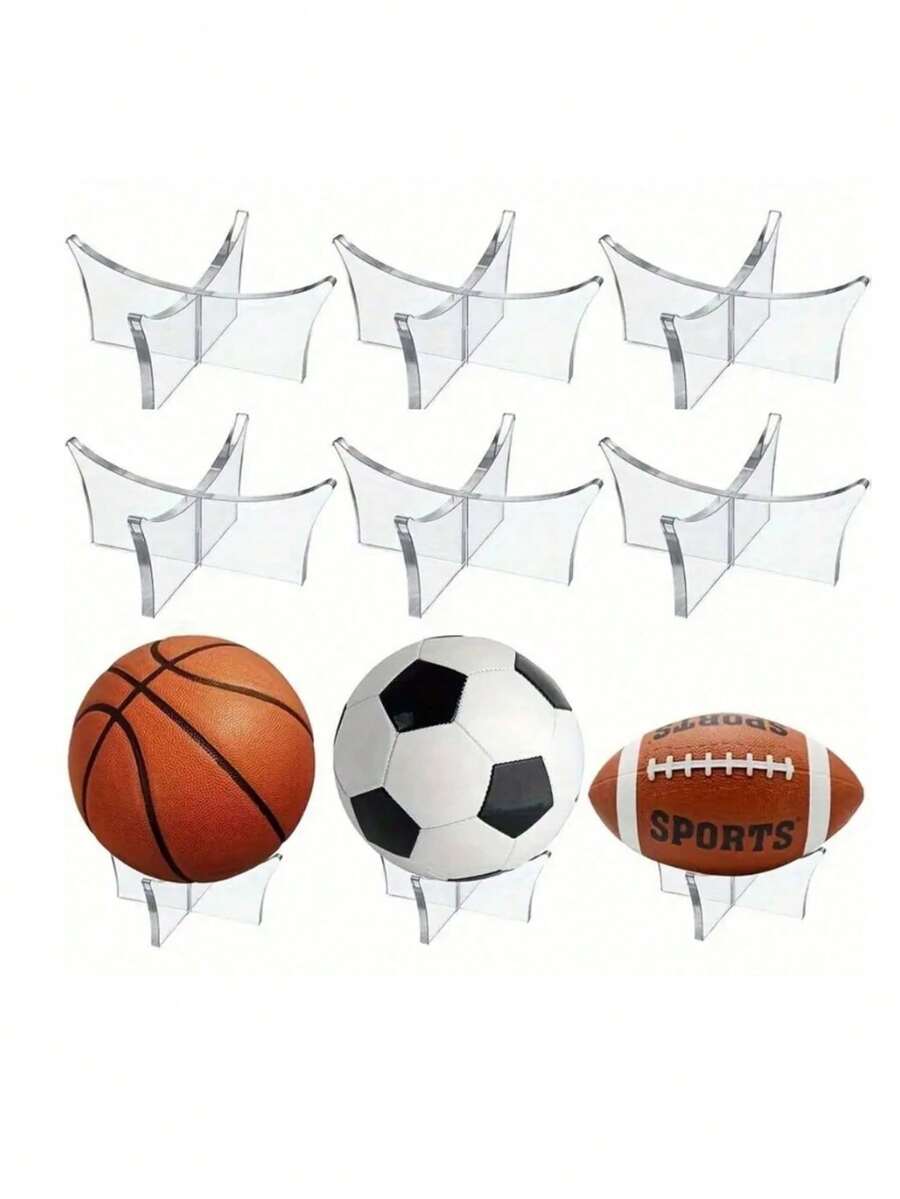 1/2/3pcs Acrylic Ball Display Stand - Durable Cross Design Holder Suitable For Soccer, Basketball, Baseball, American Football, Rugby - Waterproof And Durable PMMA Material - Applicable For Sports Collectibles Display, Equipment Storage | Transparent Acrylic Display Stand | Sturdy Structure Suitable For Various Ball Displays, Applicable For Home Gym, Office, Collections, Sports Room And Commercial Spaces - Excellent Gift And Display! - Multicolor - View 1