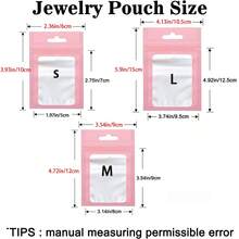 50 个粉色礼品包装袋，用于珠宝和配饰的透明展示袋，用于电缆、化妆品和全息包装的可重复使用密封袋 - 粉色 - 查看 8
