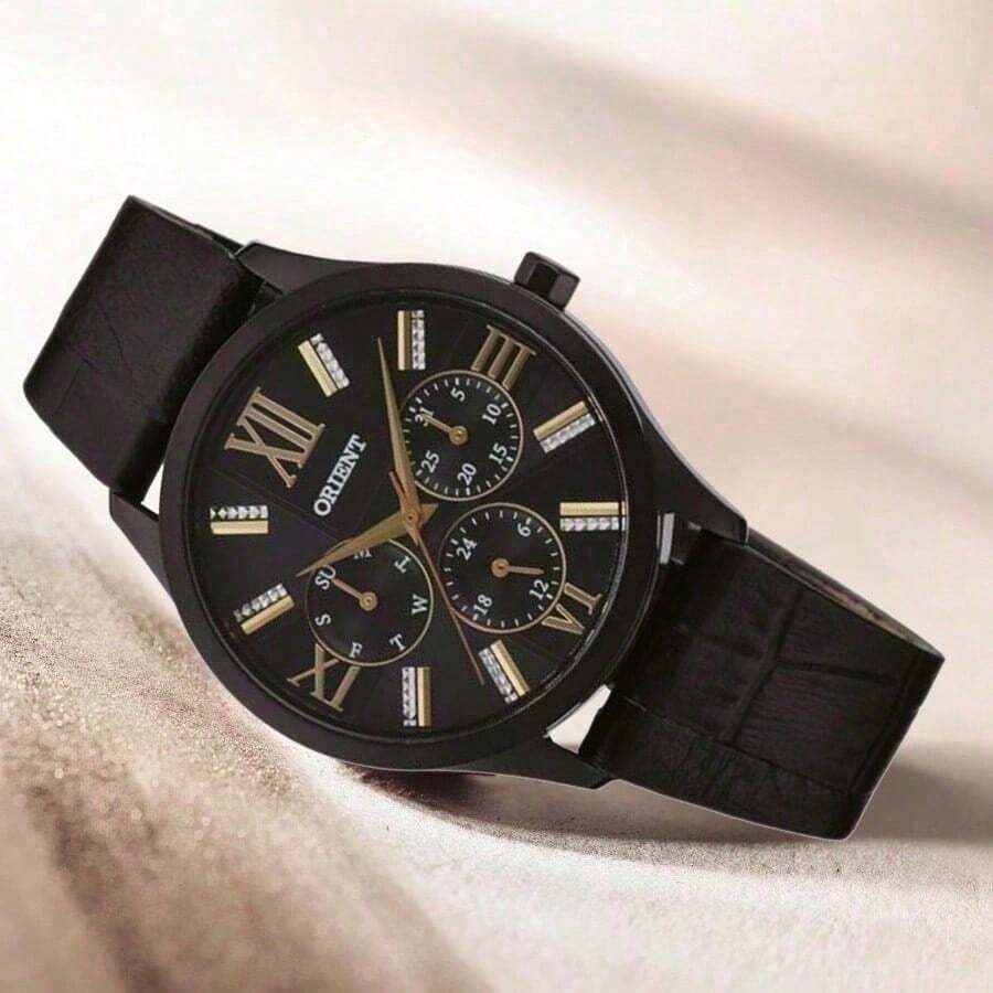 Orient Reloj clásico de mujer con elegante correa de cuero negro FSW02001B0 - Negro - Ver 1