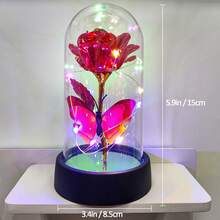 Eternal Glass Rose With LED Lights In Dome - Romantic Gift For Her, Valentine's Day, Mother's Day, Christmas, Birthday - 蝴蝶大紅彩燈 - 查看 7